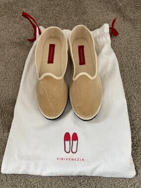 NEW ViBi Venezia Beige Velvet Friulane Venetian Italian Slippers EU 36